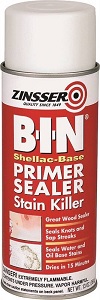 Primer/Sealer, Interior, Zinsser B-I-N, Shellac Base, WHITE, 369g Aero
