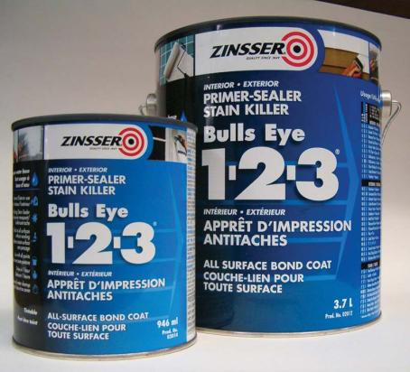 Primer/Sealer, Zinsser Bulls Eye 1-2-3, WHITE, Water-Base, 946 ml