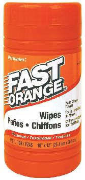 Hand Cleaner Wipes, FAST ORANGE Citrus, Waterless w/Micro-Beads, 72/pkg