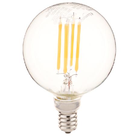 Light Bulb, LED Globe G16.5, 4 Watt, Warm White Clear, 1/pkg, Luminus