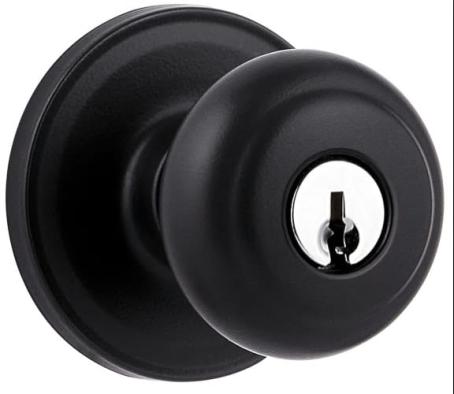 Keyed Entry Knob Set, TROY, Round, MATTE BLACK, Weiser Builder Pack