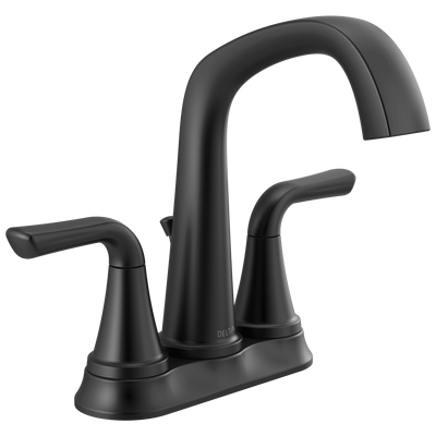 Lavatory Faucet, Two Handle, Three Hole, with Pop-Up, MATTE BLACK, Delta LARKIN