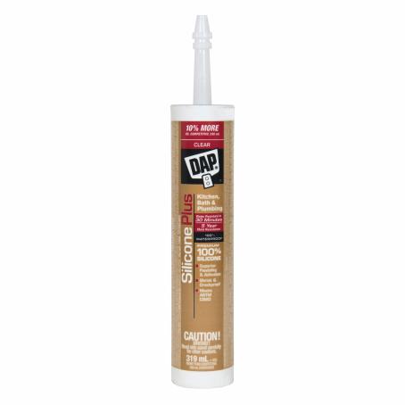 Caulking, Dap Silicone Plus, Kitchen & Bath, CLEAR, 319 ml