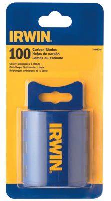 Utility Knife Blades, Carbon Steel, w/Dispenser, 100/pkg, Irwin