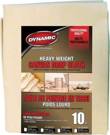 Drop Cloth, 4ft x 12ft, Heavy Weight Canvas (10oz), Dynamic
