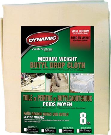 Drop Cloth, 4ft x 12ft, Medium Weight. Butyl Back, (8oz), Dynamic