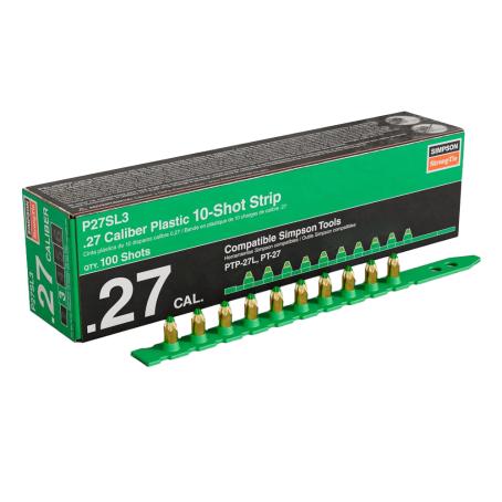 Load, Powder-Actuated, Green, 10-Shot Strip Load, .27 Caliber, 100/pkg