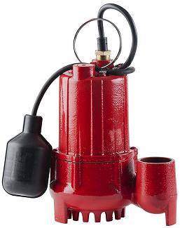 Sump Pump, Submersible, 1/2 hp / 4300 gph max, Cast Iron Case w/Tethered Float, Red Lion