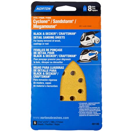 Detail Sanding 220Grit, H&L, 8-Hole, Iron Shape, 5pk