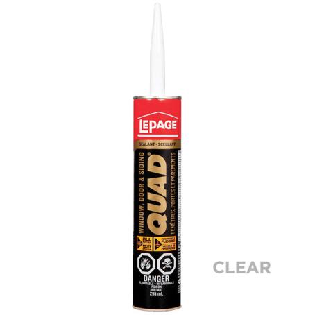 Caulking, Lepage Quad Sealant, Exterior, CLEAR, 295ml