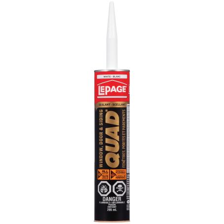Caulking, Lepage Quad Sealant, Exterior, WHITE, 295ml