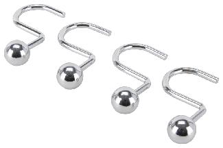 Shower Curtain Hooks, Ball/Hook Style, Chrome, 12/pkg, Simple Spaces