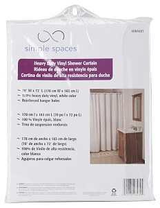 Shower Curtain Liner, WHITE Vinyl, Simple Spaces