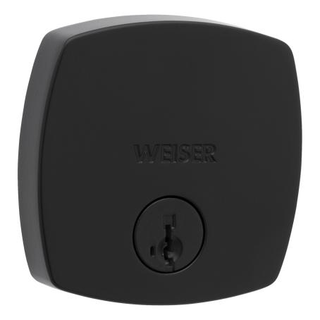 Deadbolt, Single Cylinder, MIDTOWN (Rounded Square), MATTE BLACK, Weiser Visual Pack