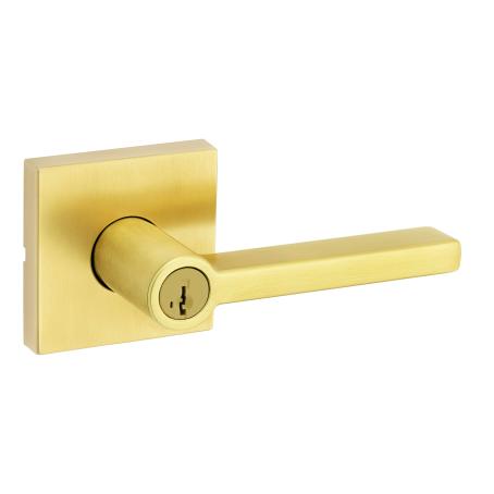 Keyed Entry Lever Set, HALIFAX, Square Rosette, SATIN BRASS, Weiser Visual Pack