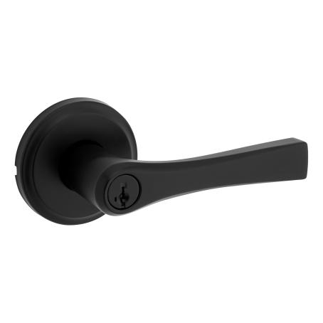 Keyed Entry Lever Set, KATELLA, Round Rosette, MATTE BLACK, Weiser Visual Pack