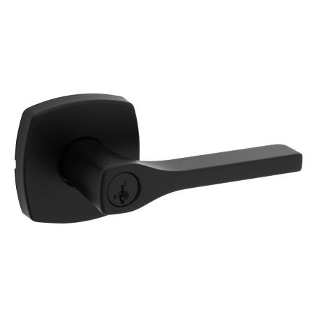 Keyed Entry Lever Set, PRAGUE, Modern Rosette, MATTE BLACK, Weiser Visual Pack