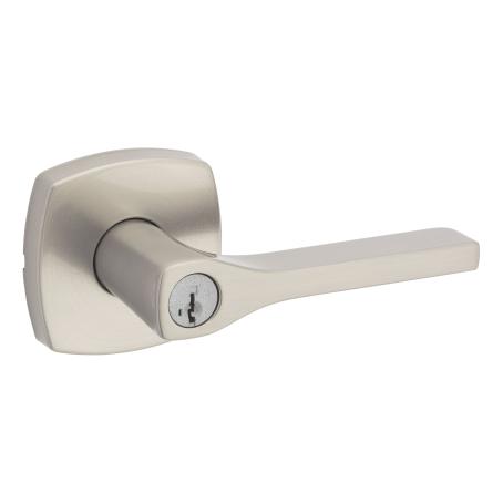 Keyed Entry Lever Set, PRAGUE, Modern Rosette, SATIN NICKEL, Weiser Visual Pack