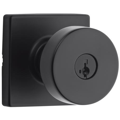 Keyed Entry Knob Set, CAMBIE, Square Rosette, MATTE BLACK, Weiser Visual Pack