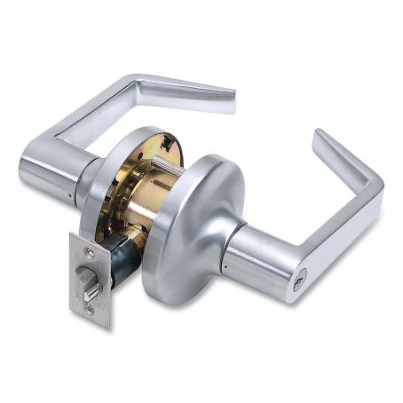 Storeroom Lever, 2400 Series, SATIN CHROME, w T-Strike (Heavy Duty, Cylindrical, Grade 2, LC2486), Tell Box Pack