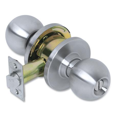 Privacy Knob, KC2300 Series, SATIN CHROME, w/T-Strike (Heavy Duty, Cylindrical, Grade 2, KC2376), Tell Box Pack