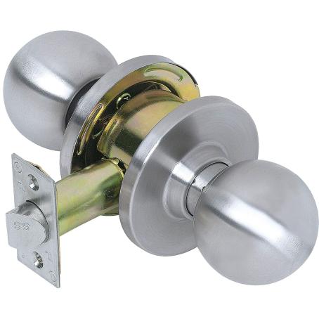 Passage Knob, KC2300 Series, SATIN CHROME, W/T-Strike (Heavy Duty, Cylindrical, Grade 2, KC2375), Tell Box Pack