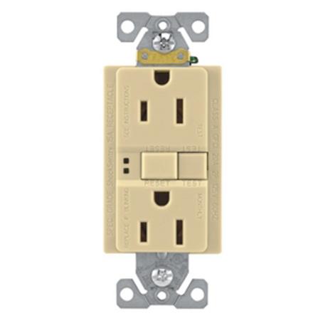 Receptacle, GFCI, Self-Testing, 15 Amp, IVORY
