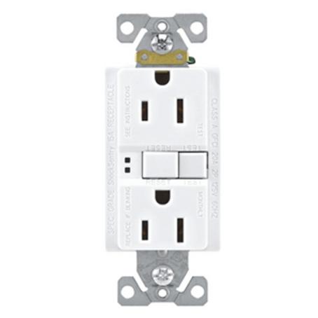 Receptacle, GFCI, Self-Testing, 15 Amp, WHITE