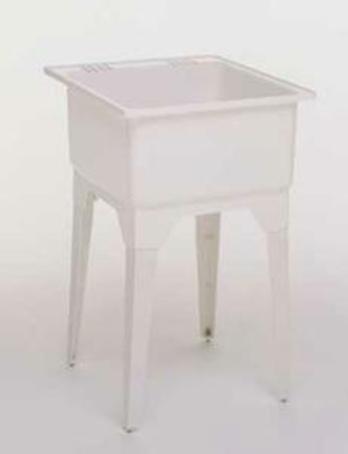 Laundry Tub, Single, White Polypropylene with Legs