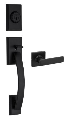 Keyed Entry Gripset, Single Cyl. TAVARIS x BRETON LEVER - MATTE BLACK, Weiser Visual Pack