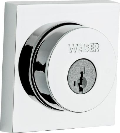 Deadbolt, Single Cylinder, METRO Square Rosette, POLISHED CHROME, Weiser Builder Pack