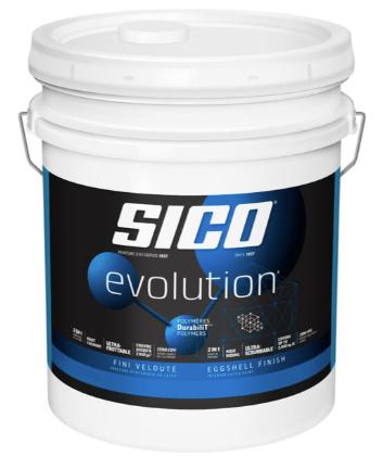 Interior Paint, Latex, SICO EVOLUTION, Eggshell, White Base-1, 18.9 liter