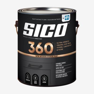 Paint, Int/Ext, Latex, SICO 360, Satin Enamel, Medium Base, 3.78 liter 