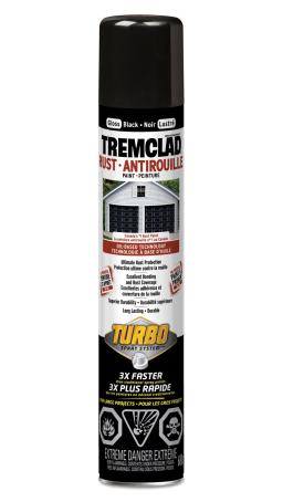 Rust Paint, 3x Turbo Spray, GLOSS BLACK, 680 gram spray, Tremclad