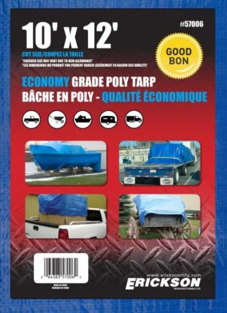 Tarpaulin, Woven Poly, 10' x 12', Blue