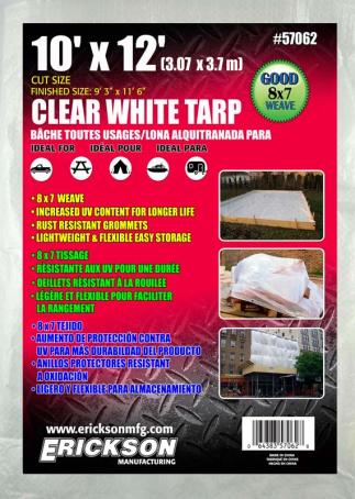Tarpaulin, Woven Poly, 10' x 12', White