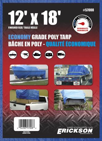 Tarpaulin, Woven Poly, 12' x 18', Blue