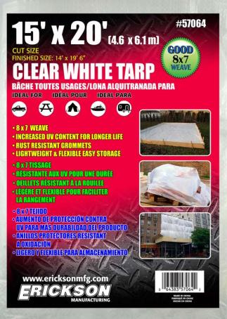 Tarpaulin, Woven Poly, 15' x 20', White