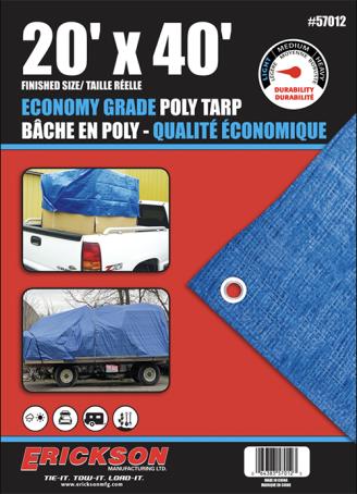 Tarpaulin, Woven Poly, 20' x 40', Blue