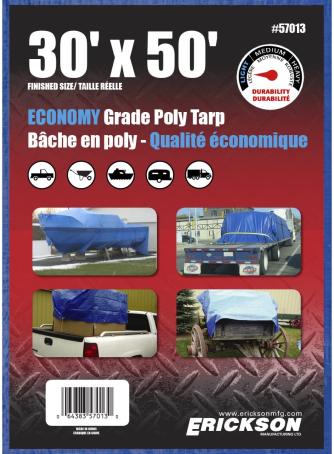 Tarpaulin, Woven Poly, 30' x 50', Blue
