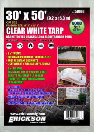 Tarpaulin, Woven Poly, 30' x 50', White