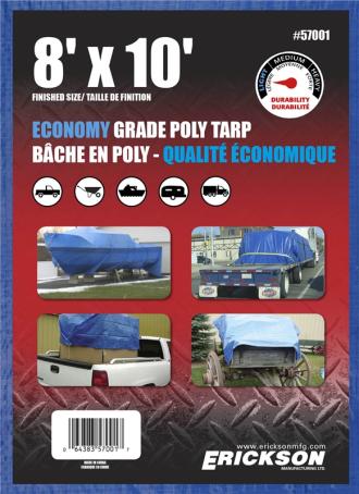 Tarpaulin, Woven Poly, 8' x 10', Blue