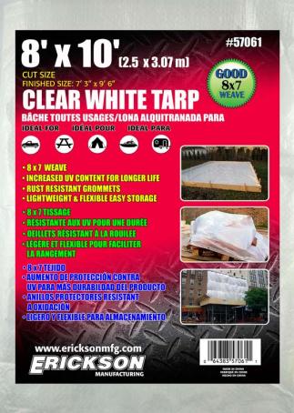 Tarpaulin, Woven Poly, 8' x 10', White
