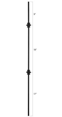 Spindle, Square with Dowel, with Double Collar, 1/2