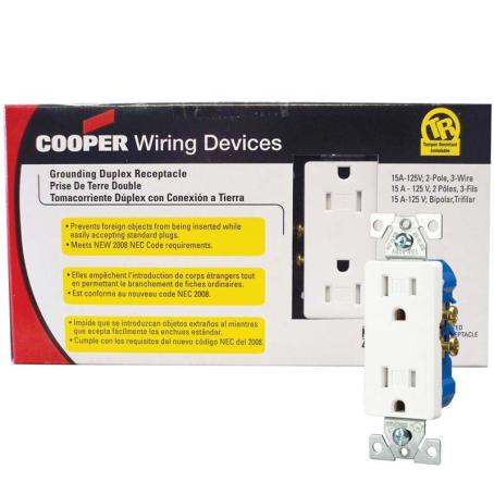 Receptacle, Duplex, Decora, Tamper-Resistant, WHITE, 15 amp 125 volt