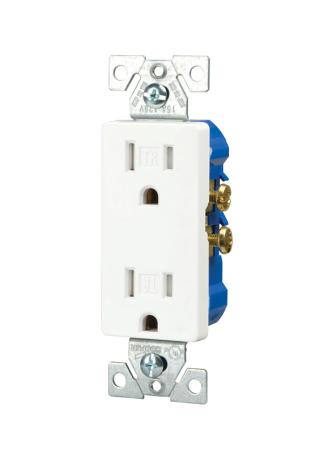 Receptacle, Duplex, Decora, Tamper-Resistant, WHITE, 15 amp, 125 volt