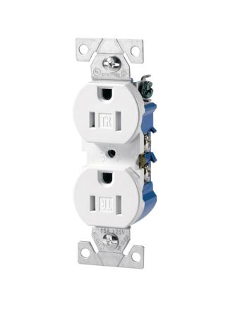 Receptacle, Duplex, Tamper-Resistant, WHITE, 15 amp, 125 volt