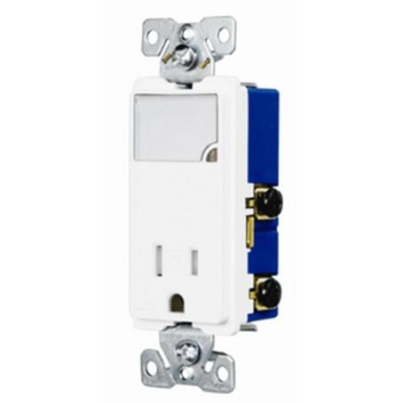 Receptacle, Single, Decora, with LED Night Light,Tamper-Resistant, WHITE, 15 amp, 125 volt
