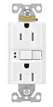 Receptacle, GFCI, Tamper-Resistant, Self-Testing, 15 Amp, WHITE
