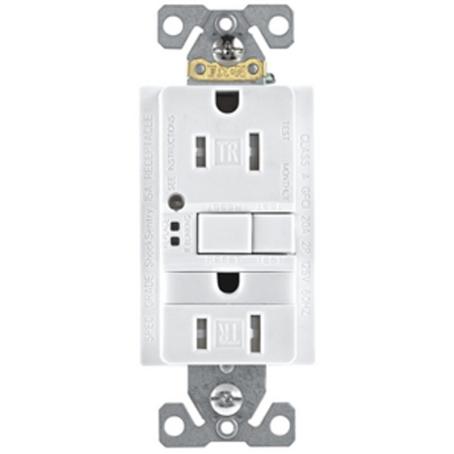 Receptacle, GFCI, Tamper-Resistant, Self-Testing, w/NightLight, 15 Amp, WHITE